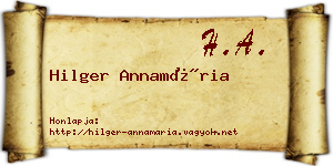 Hilger Annamária névjegykártya